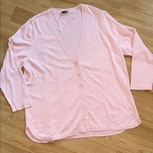 NEW Talbots Plus Light Pink Button-Up V-Neck Cardigan Everyday Girlfriend 2X